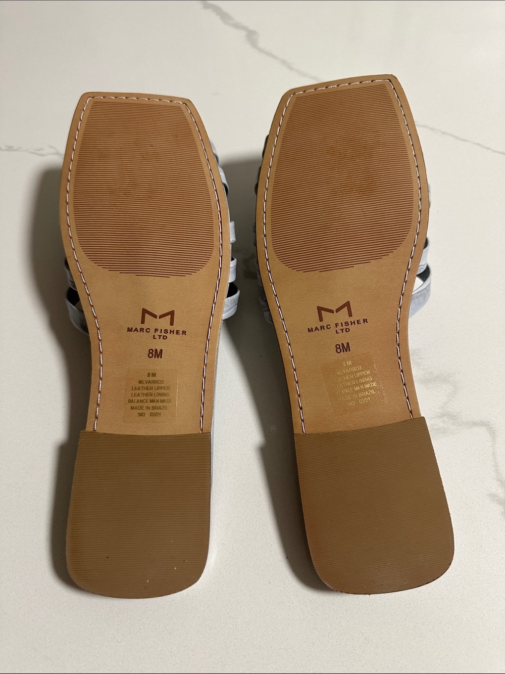 Marc Fisher LTD Strappy Leather Slide Sandals - Picture 6 of 9